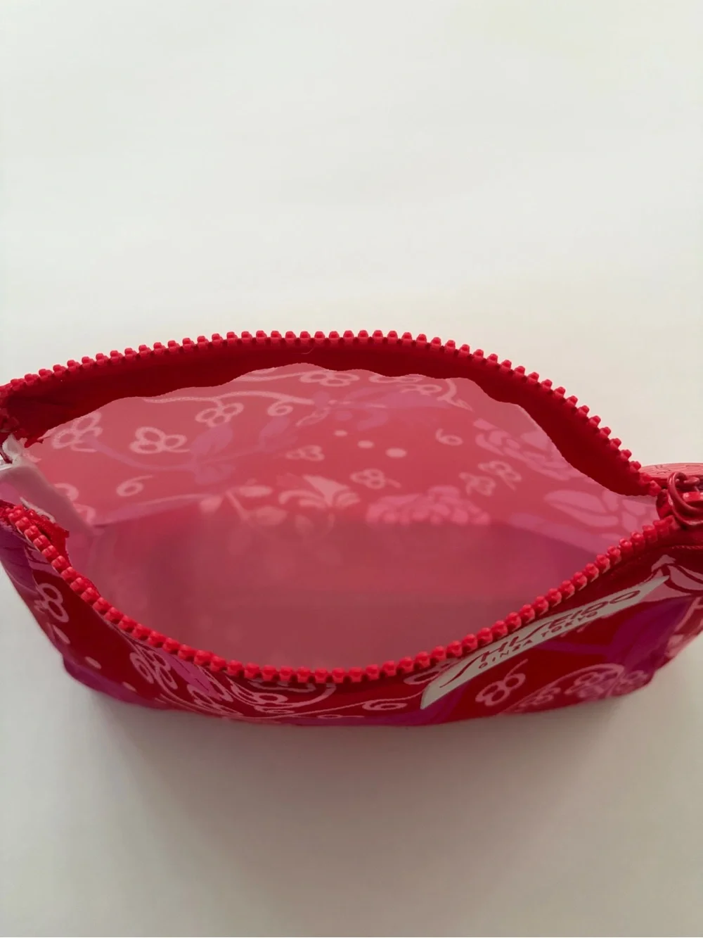 Shiseido Floral Pink & Red Cosmetic Pouch with zipper- never used